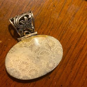 Fossilized Agatized Coral Sterling Silver Pendant